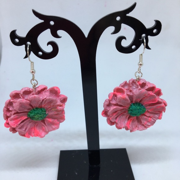 Unique Handmade Polymer Clay Blossom Earrings - Picture 3 of 8